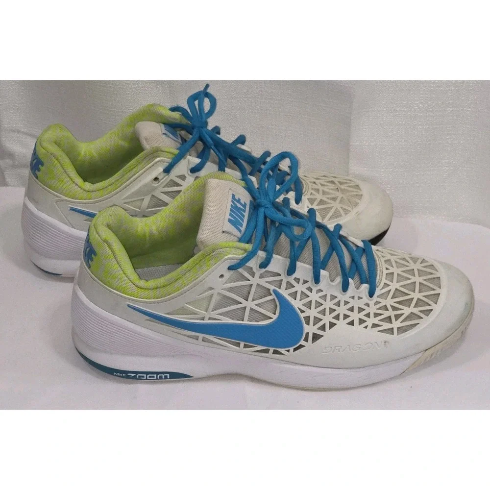Nike Zoom Cage 2  Athletic Tennis‎ Shoes White Volt Blue 705247-147 Mens Size 9